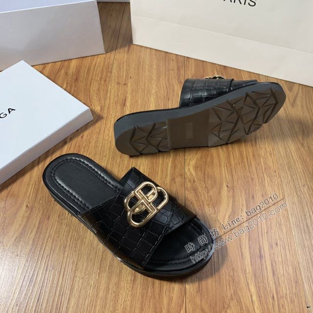 Balenciaga經典款男鞋 巴黎世家頂級版本男士夏季牛皮鞋面涼拖  hdbl1282